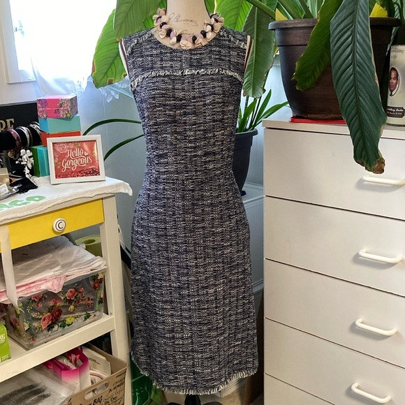 J. Crew sleeveless dress. Fringe across bust area, shoulders, and bottom hem. - Picture 1 of 6